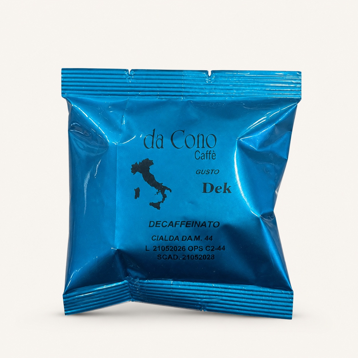 Modrá cialda Da Cono Caffè Dek bez kofeínu